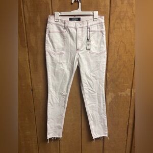 Express White Ankle Jeans with Red Accents Womens 8 new with tags